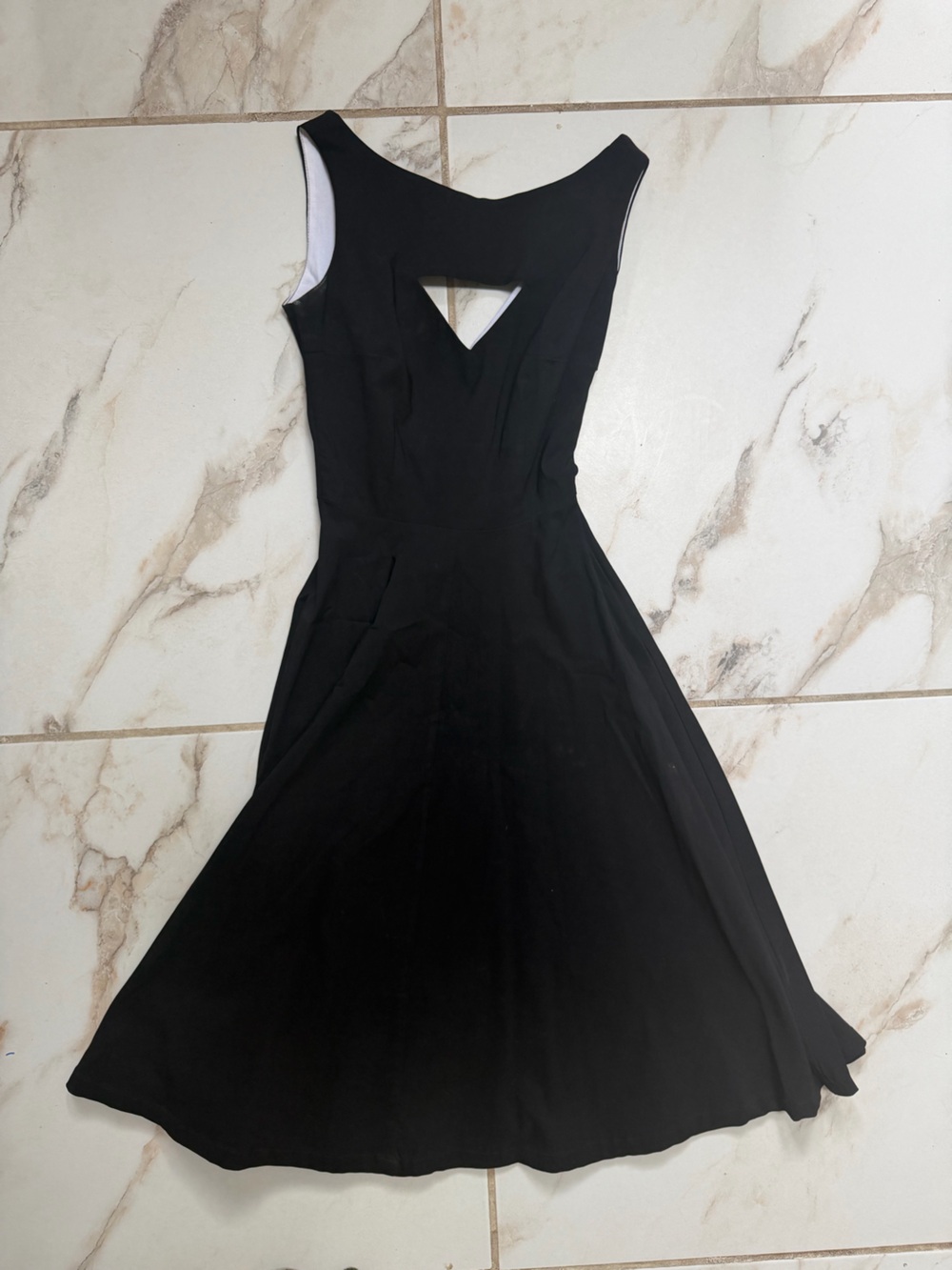 Bettie Page Black Fit-and-Flare Midi Dress with Cutout